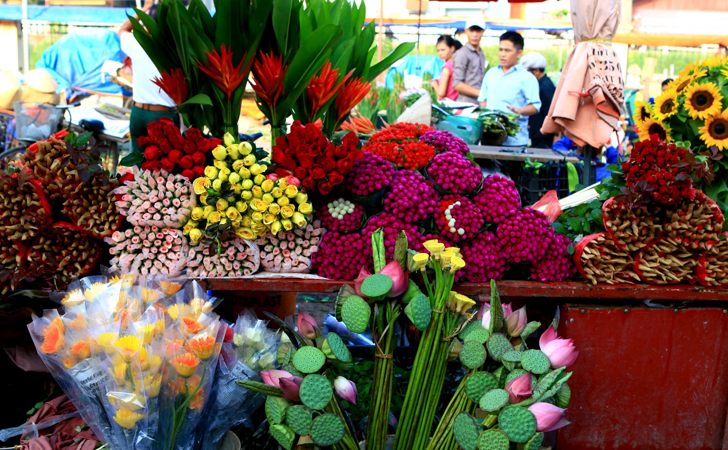 A busy night at Quang Ba flower market