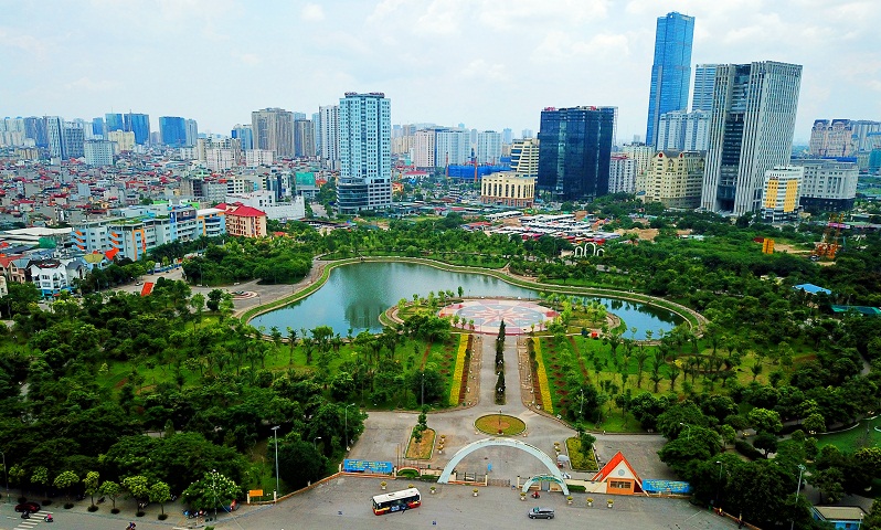 Modern high-rise buildings in the heart of Hanoi