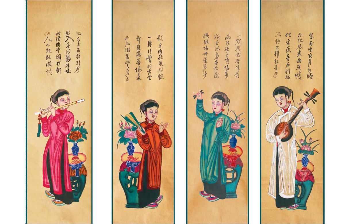 Ao Dai collection depicts traditional Tet paintings