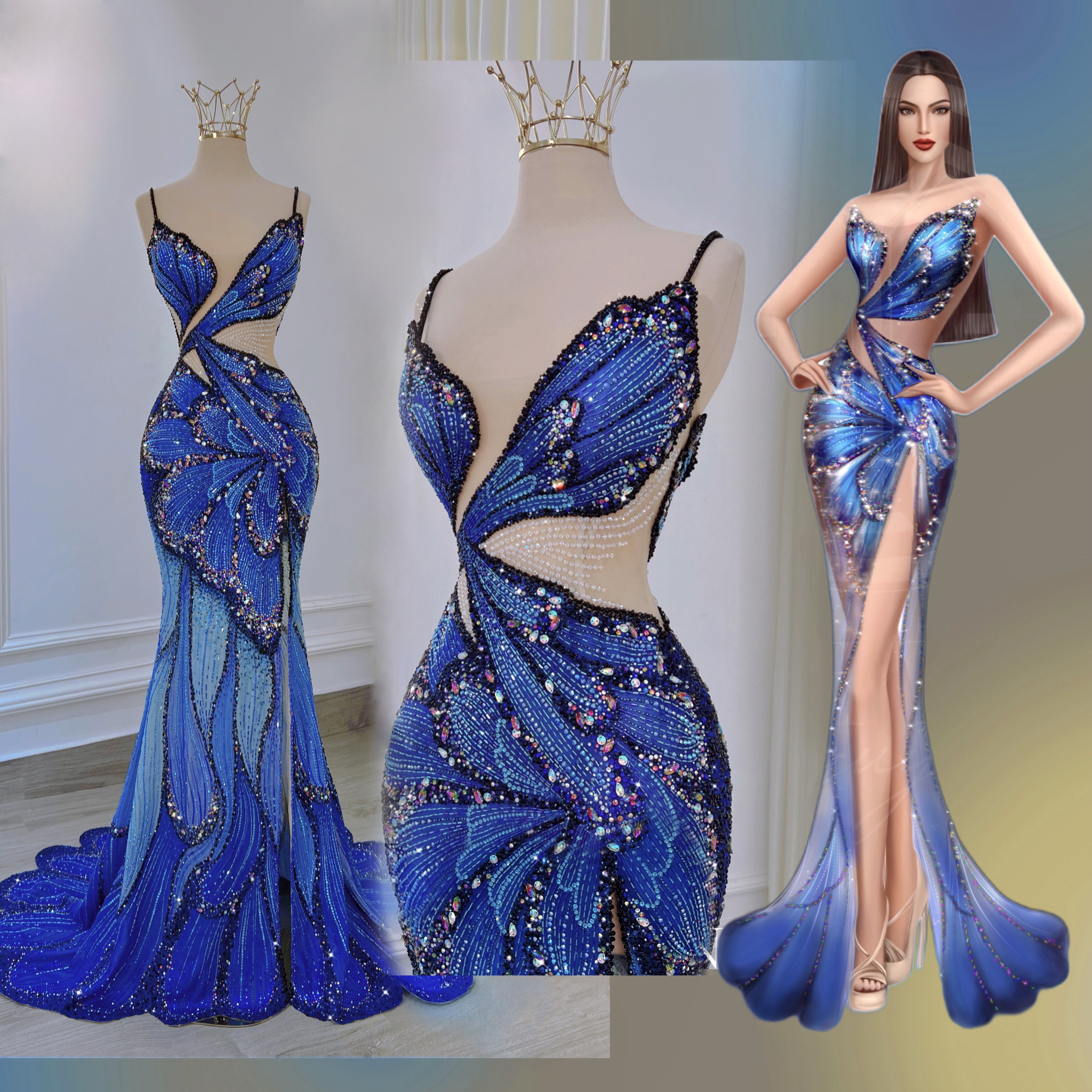 Blue 2024 butterfly dress