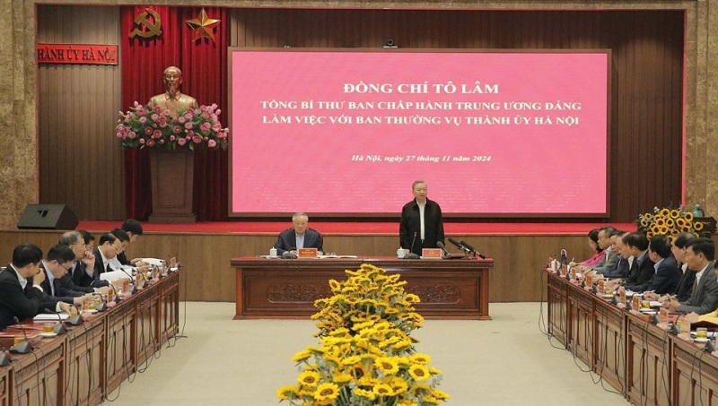 Secretary-General To Lam urges Hanoi for further improvement and growth