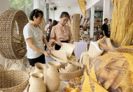 Woven bamboo and rattan products showcased at Hanoi craft fair