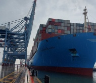 World largest container ship docks at Vietnam port