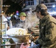 Street workers in freezingly cold nights