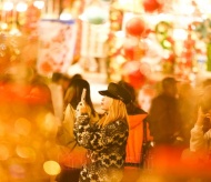 Bustling Christmas street in Hanoi