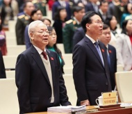 Vietnamese Party Chief Nguyen Phu Trong attends NA session