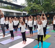 Mass yoga performance by Hanoians at Indian Cultural Exchange Festival 