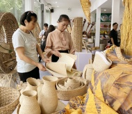 Woven bamboo and rattan products showcased at Hanoi craft fair