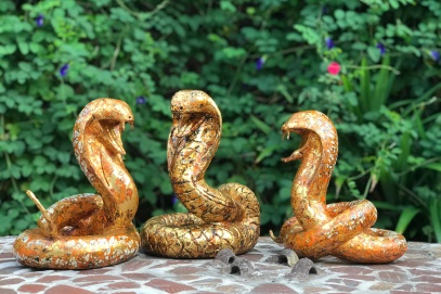 Behold the unique collection of snake lacquer statues